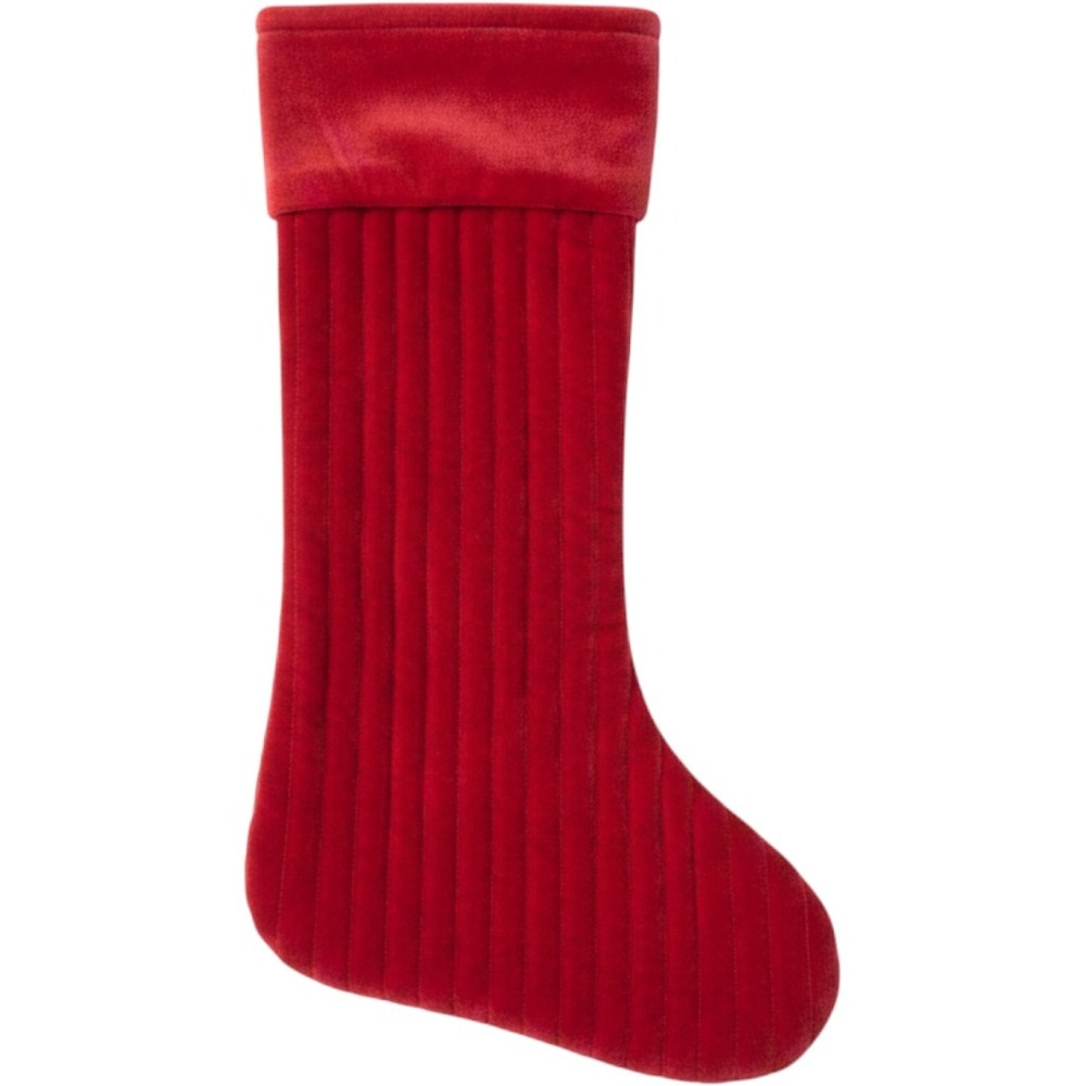 Merry Makers Exclusive Red Velvet Quilted Christmas Stocking Holiday Decor